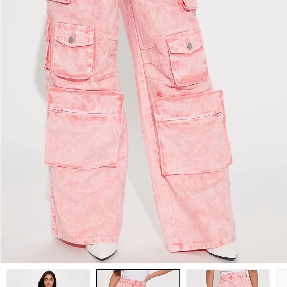 Fashion Nova Pink Cargo Jeans